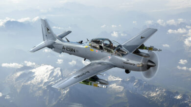 A-29N Super Tucano light attack aircraft in NATO configuration.