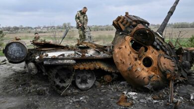 destroyed Russian tank