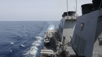The Arleigh Burke-class guided-missile destroyer USS Milius (DDG 69) conducts a Taiwan Strait transit
