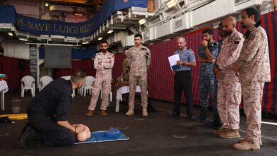 Soldier demonstrating maritime personnel care