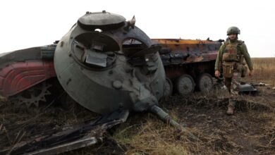 destroyed Russian tank