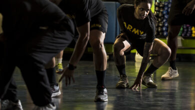 U.S. Army Reserve Soldiers from the 200th Military Police Command participate in a Zumba fitness class during a Performance Triad program organized by the command and hosted on Fort Meade, Maryland, May 9, 2017. The three-week fitness program took place from May 5-25 to help Soldiers who had either failed the Army Physical Fitness Test or had been on the Army Body Fat Composition program. The camp focused on the triad of overall health: physical fitness, nutrition and sleep, by providing education and personalized coaching to Soldiers in all three of those phases of life and more. (U.S. Army Reserve photo by Master Sgt. Michel Sauret)