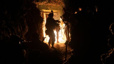 A Soldier with 2nd Brigade, 2nd Infantry Division breaches the entrance of an underground complex during the early morning on March 16, 2023 at Goldmine Training Area, Republic of Korea during Exercise Warrior Shield. (Sgt. Joshua DuRant)