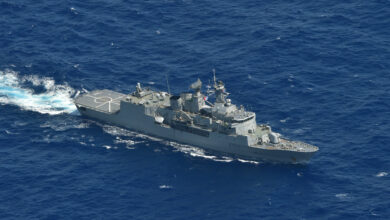 PACIFIC OCEAN (JULY 17, 2016) Her Majesty's New Zealand Ship Te Kaha (F77) sails during Rim of the Pacific 2016. Twenty-six nations, more than 40 ships and submarines, more than 200 aircraft and 25,000 personnel are participating in RIMPAC from June 30 to Aug. 4, in and around the Hawaiian Islands and Southern California. The world's largest international maritime exercise, RIMPAC provides a unique training opportunity that helps participants foster and sustain the cooperative relationships that are critical to ensuring the safety of sea lanes and security on the world's oceans. RIMPAC 2016 is the 25th exercise in the series that began in 1971. (Royal New Zealand Navy Photo by Petty Officer Chris Weissenborn).