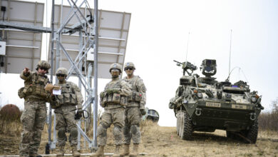 A U.S. Air Force joint terminal attack controller and U.S. Army joint forward observers identify targets and plan attacks during Red Flag-Alaska 14-1 May 15, 2014, Joint Pacific Alaska Range Complex, Alaska. Air Force JTAC members supported Army ground commanders in neutralizing priority targets and mitigating ground-to-air threats for U.S. Air Force A-10 Thunderbolt II's in simulated enemy air space. (U.S. Air Force photo by Senior Airman Peter Reft/Released)