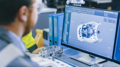 Engineer looking at computer screen