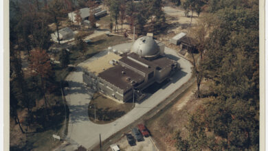 Aerial view of SM-1 nuclear reactor and plant circa the 1960s. SM-1 was the first nuclear power plant to successfully provide power to the commercial grid when it came online in April 1957. While SM-1’s reactor was initially deactivated in 1973, the U.S. Army Corps of Engineers is in the process of planning for the reactor’s decommissioning and dismantlement of the facility.