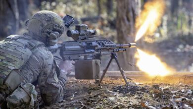 A Ranger with the 1st Battalion, 75th Ranger Regiment engages targets during squad live fire (blank iteration), while operationally testing at Fort Campbell, Kentucky. (U.S. Army photo by Mark Scovell)