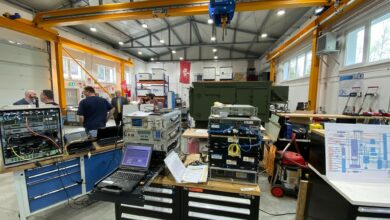 A newly renovated and modernized maintenance facility project was completed and placed into operation recently at U.S. Army Communications-Electronics Command’s Tobyhanna Army Depot Forward Repair Area-Europe on Panzer Kaserne in Kaiserslautern, Germany. Pictured here is some network equipment being tested and maintained at the maintenance facility. (Cameron Porter)