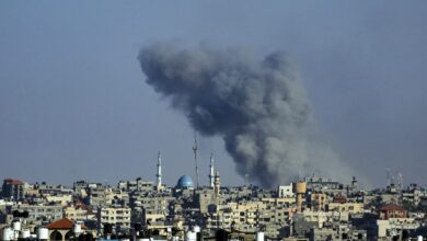 Smoke billows following Israeli bombardment in Rafah, in the southern Gaza Strip