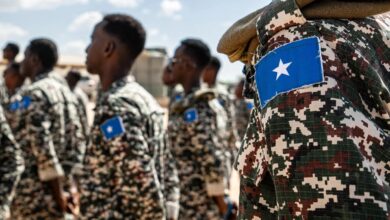 Somali National Army soldiers during training in Mogadishu