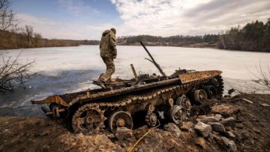 destroyed Russian tank