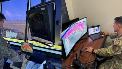 MacDill Air Force Base, Florida – Tech. Sgt. Tyler Beck, 6th Security Forces Squadron flight sergeant, reviews constraints on Collaborative Low-Altitude Unmanned Aircraft System Integration Effort, or CLUE, June 6, 2024, to plan an operational intent for a drone flight at MacDill Air Force Base, Florida. The Air Mobility Command in collaboration with the Air Force Research Laboratory, or AFRL, Information Directorate, is evaluating the AFRL CLUE UAS Traffic Management system at the base. (U.S. Air Force courtesy photo)
