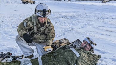 Soldiers with the U.S. Army 11th Airborne Division test a Freeze-Dried Plasma kit as part of combat casualty care training during Joint Pacific Multinational Readiness Center (JPMRC), Fort Wainwright, Alaska, April 2, 2023. FDP is one of several human and canine blood products currently under development by the U.S. Army Medical Materiel Development Activity at Fort Detrick, Maryland. USAMMDA’s Warfighter Protection and Acute Care Project Management team partners with both U.S. Department of Defense and non-DOD industry development partners to develop and deliver blood products for possible future use by the military Joint-Forces. (U.S. Army Courtesy Photo/Released)