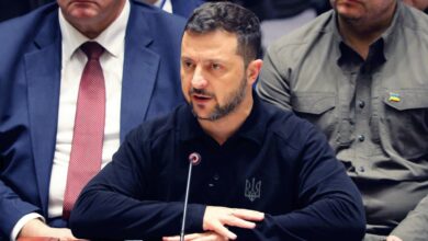 Ukrainian President Volodymyr Zelensky delivers a speech during United Nations Security Council at the United Nations Headquarters in New York, United Sates of America on September 24, 2024