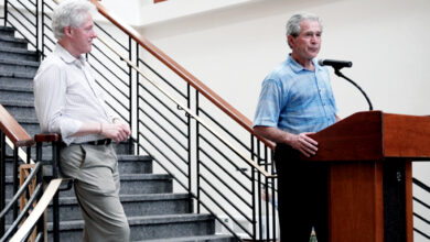 PORT-AU-PRINCE, HAITI - Former Presidents Bill Clinton and George Bush both visited the United States Embassy in Port-au-Prince, Haiti, March 22, to support the people who have been helping to rebuild Haiti after the shocking earthquake that happened Jan. 12. (U.S. Army photo by Pvt. Cody Barber)