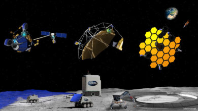The new NOM4D space manufacturing program plans to develop new designs and materials for building large structures on orbit and on the moon. NOM4D will explore using advanced materials ferried from Earth and in-situ resources from the lunar surface.