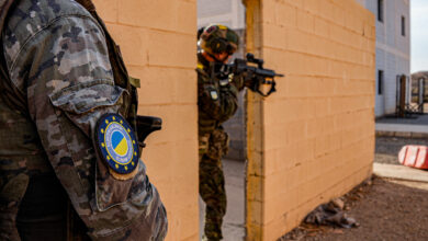 Ukrainian troops training in Spain.