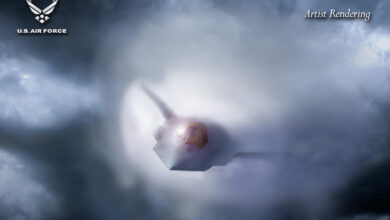 Shown is a graphical artist rendering of the Next Generation Air Dominance (NGAD) Platform. The rendering highlights the Air Force’s sixth generation fighter, the F-47. The NGAD Platform will bring lethal, next-generation technologies to ensure air superiority for the Joint Force in any conflict. (U.S. Air Force graphic)