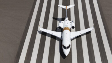 Bombardier Challenger 650 photographed on May 9, 2019 from Wolfe Air Learjet 25B from KTRM
