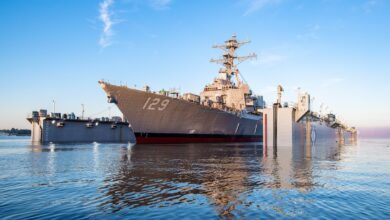 US Navy’s third Flight III Arleigh Burke-class guided missile destroyer, the future USS Jeremiah Denton (DDG 129) built by HII