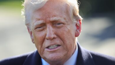 US President Donald Trump speaks to reporters at the White House