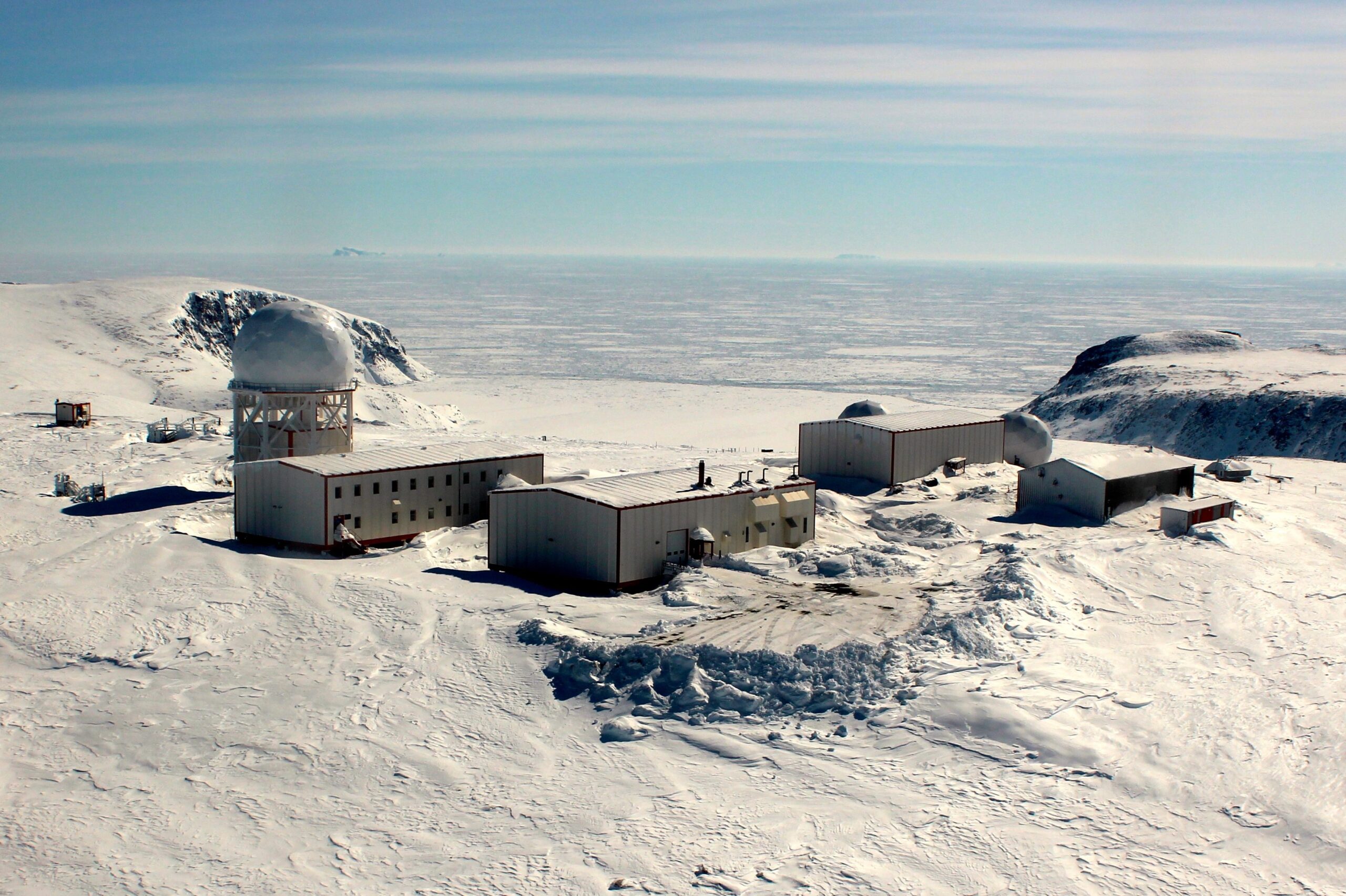 North Warning System (NWS) Site BAF-3 is located in Brevoort Island, Nunavut, Northwest Territories. This long-range radar site was established in October 1988. The NWS is a joint Canadian-American radar system that provides aerospace surveillance. In Canada, the NWS comprises 47 sites--11 long-range sites and 36 short-range sites -- spanning the Arctic. PHOTO: Courtesy of Lianne Girard