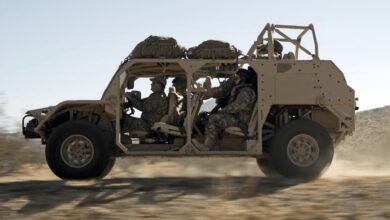 Flyer 72-LD light tactical vehicle with soldiers riding