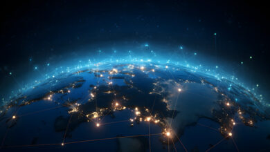 Rendering of GPS satellite constellation in space