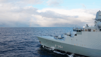 Danish navy's Iver Huitfeldt-class frigate at sea