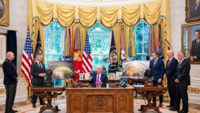 US President Donald Trump presenting the government's 'Golden Dome' missile defense plan at the Oval Office. Photo: The White House