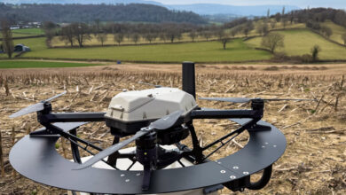Hoverfly Sentry can carry a single radio payload or ISR camera to 200 ft.