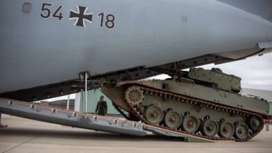 The Puma IFV being loaded into the A400M military transport aircraft.