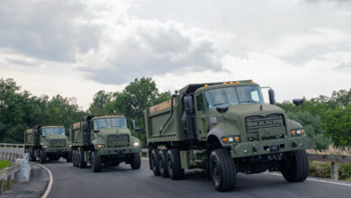 M917A3 Heavy Dump Trucks (HDTs). Photo: Mack Defense