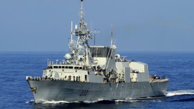 The Canadian patrol frigate HMCS Halifax (FFH 330) transits the Caribbean Sea Jan. 18, 2010. Halifax is taking part in Unified Response, a humanitarian assistance and disaster response operation for the earthquake survivors in Haiti. (U.S. Navy photo by Mass Communication Specialist 2nd Class Kristopher Wilson/Released)