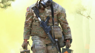 The New Jersey Army National Guard hosted their Best Warrior competition from 29 April to 02 May at ASA Fort Dix on squad live fire range 30B. SGT Tera Vera, 902 QM Co., once masked during a chemical attack, must resupply ammo to the front line during the Stress Shoot Competition. This lane required competitors to complete a multitude of warrior tasks throughout the course to include a live fire exercise with the M4 and M17. (Images provided by the USASA Fort Dix Training Division / Steven Roussel)