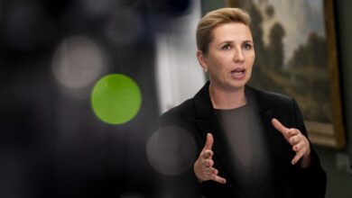 Prime Minister Mette Frederiksen wearing a black blazer