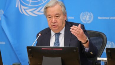 United Nations Secretary-General Antonio Guterres briefs reporters at UN Headquarters on the start of the 80th Session of the United Nations General Assembly