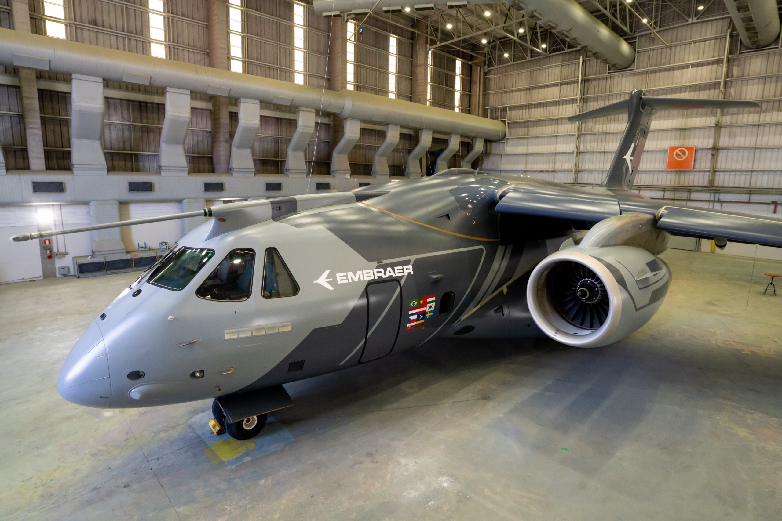 A KC-390 Millennium with demonstrator livery