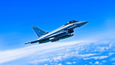 A German Eurofighter Typhoon combat aircraft