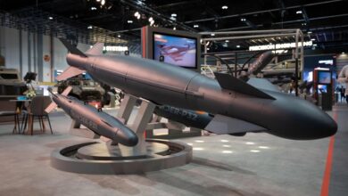 EDGE’s THUNDER P31 and P32 precision-guided munition kits on display.