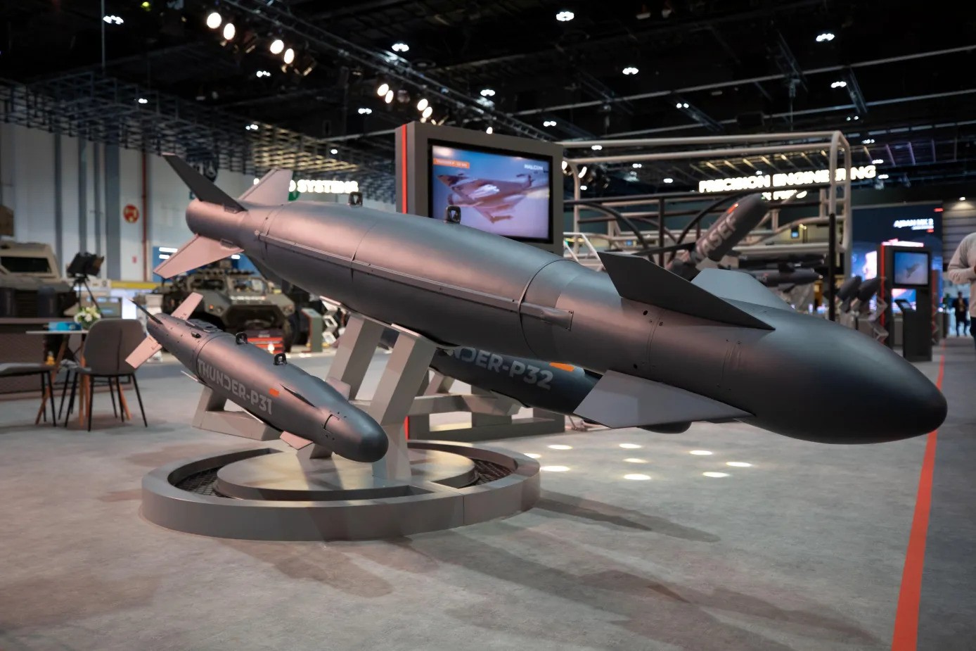 EDGE’s THUNDER P31 and P32 precision-guided munition kits on display.