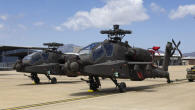 The Australian Army's first two AH-64E Apache helicopters at RAAF Base Townsville, Queensland, on 28 September 2025. *** Local Caption *** The Australian Army's first two AH-64E Apache Attack Helicopters were delivered to the 16th Aviation Brigade at RAAF Base Townsville on Sunday 28 September 2025. Defence is acquiring a fleet of 29 AH-64E Apache Attack Helicopters through a Foreign Military Sales case with the United States as part of the Project Land 4503 Apache Attack Helicopter. The AH-64E Apache will replace the Tiger Armed Reconnaissance Helicopter, bringing significant capability improvements that will enhance the lethality and tempo of land and amphibious force manoeuvres.