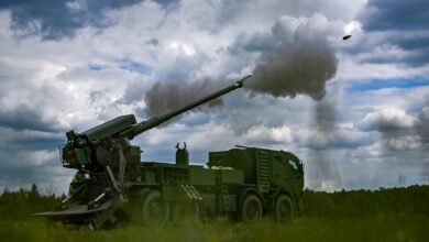 A Bohdana howitzer during a live fire test