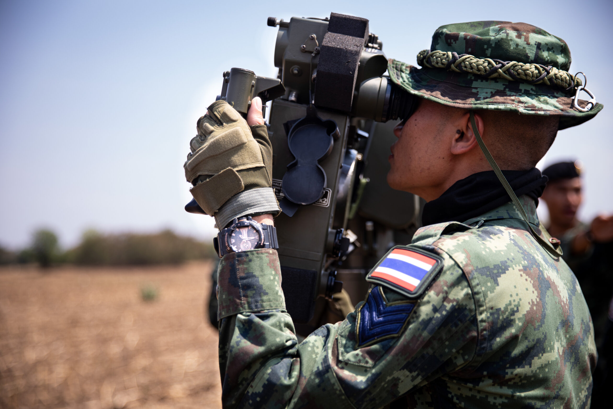 A member of the Royal Thai Armed Forces prepares for a Stinger/Starstreak engagement near Lop Buri, Thailand, Feb. 28, 2025, as part of Exercise Cobra Gold. Cobra Gold is a longstanding symbol of the U.S.-Thai Defense alliance. The exercise demonstrates asteadfast commitment toward enhancing critical capabilities and readiness required to address the full spectrum of security challenges in the Indo-Pacific together. (U.S. Army photo by Spc. Noah Carlsson)