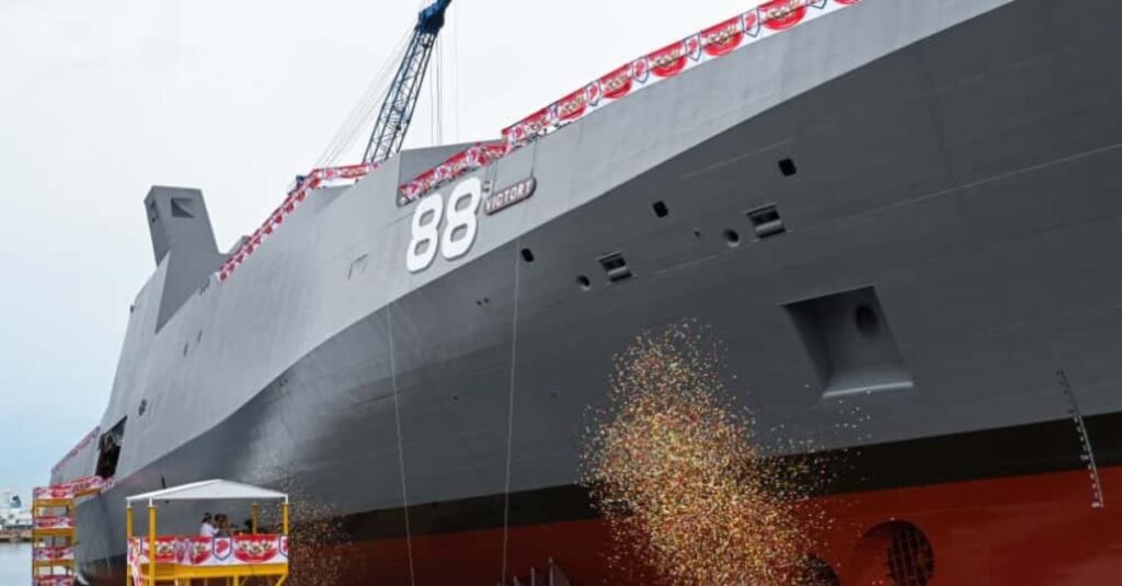 Launching of Singapore's first Victory-class Multi-Role Combat Vessel (MRCV), Victory (88).