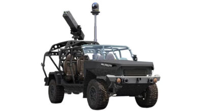 L3Harris VAMPIRE counter-drone system mounted on a GM Defense Infantry Squad Vehicle (ISV).