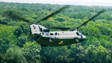 A CH-47F Chinook helicopter