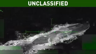 US strike on alleged drug-carrying submarine in the Caribbean. Photo: Donald Trump via Truth Social