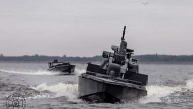 The Sea Baby drones sailing during the demonstration in Ukraine